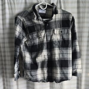 Old Navy Boys Monochrome Plaid Button Down Shirt